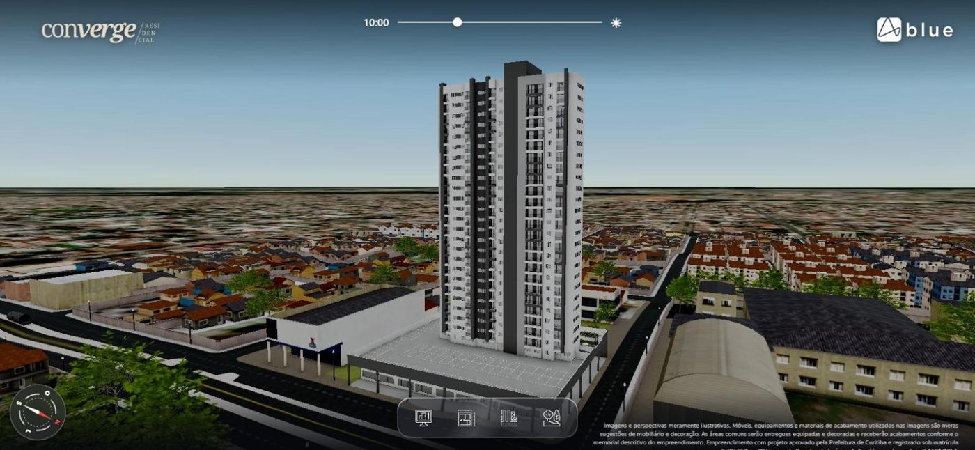 Maquete 3D interativa do Converge Residencial no Capão Raso, Curitiba